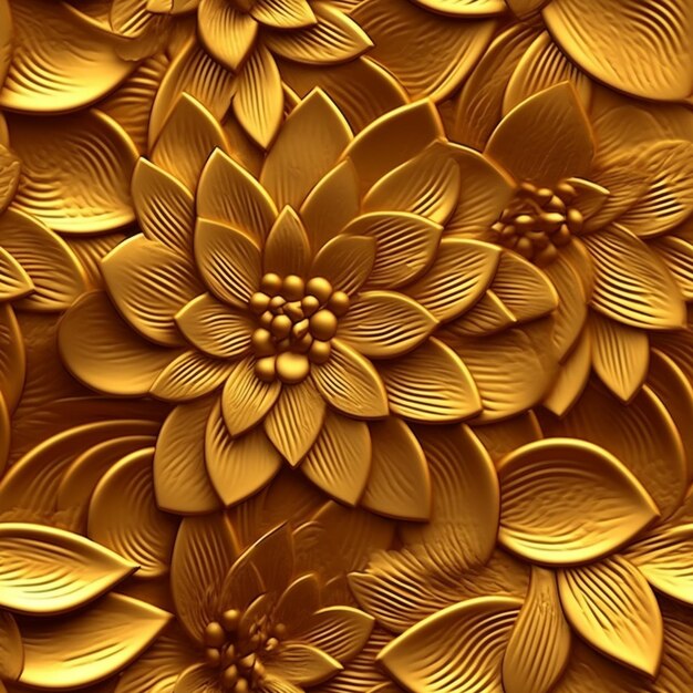 3D flower texture Gold Color