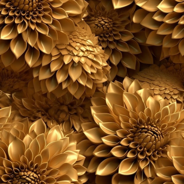 3D flower texture Gold Color