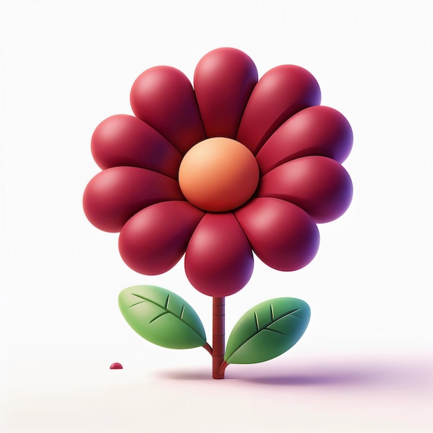 Photo a 3d of a flower with a red and green leaf