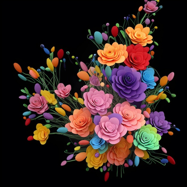 3D flowers bouquet illustration