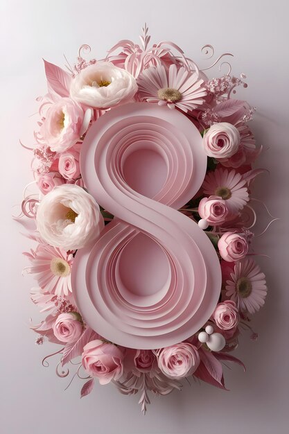 3d flowers floral card for march 8 3d number 8 for womens day