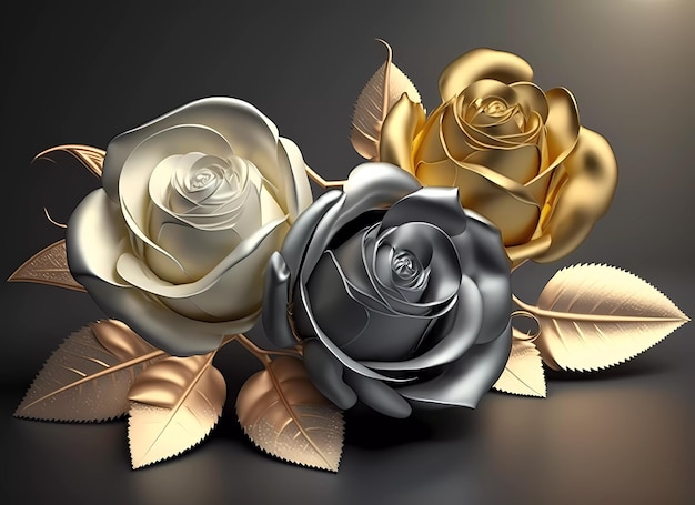 3d цветы обои Золотые и серебряные цветы на светлых ветвях цветочный фон