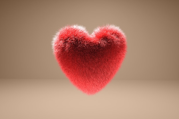 3D fluffy heart floating
