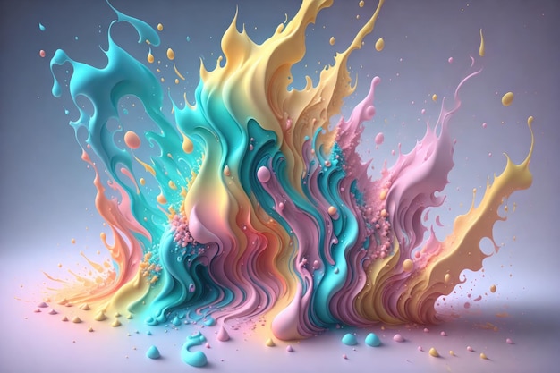 3d fluid pastel color brush strokes