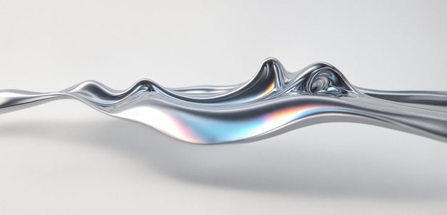 3d fluid twisted abstract metallic shape or melted chrome liquid metal shape