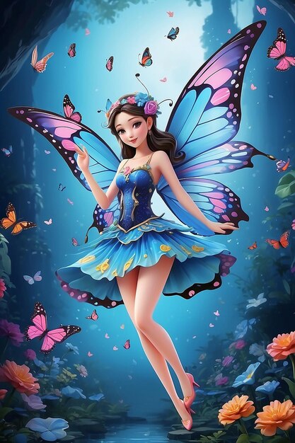 3D Flying Butterfly Fairy Cartoon Design