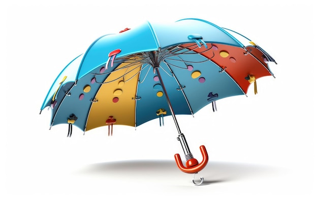 3d flying umbrella on white background