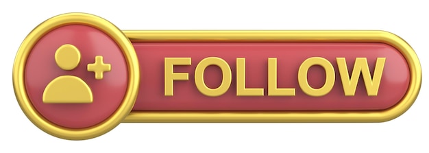 Photo 3d follow button 3d illustration