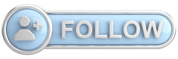 Photo 3d follow button 3d illustration