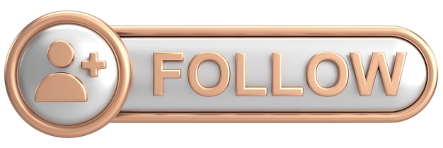 3D follow button 3D illustration