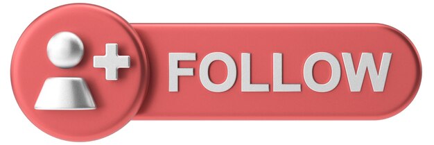 3D follow button 3D illustration