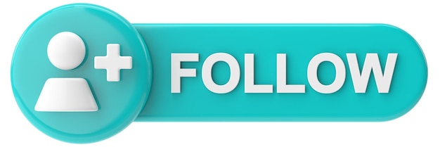 3D follow button 3D illustration