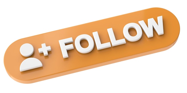 3D follow button 3D illustration