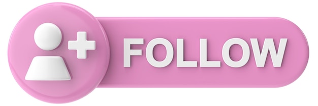 Photo 3d follow button 3d illustration