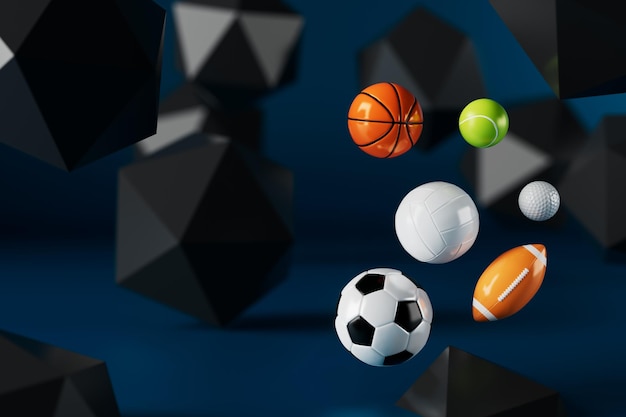 3d football object design realistic rendering abstract futuristic background