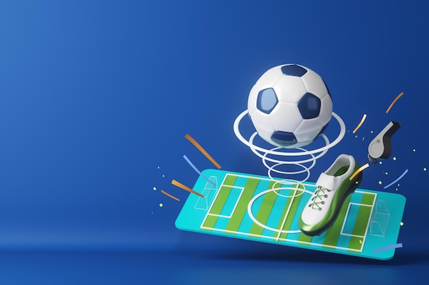 3 d サッカー オブジェクト デザインの現実的なレンダリング