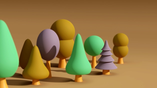 3d forest illustration of forest