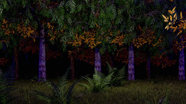 Photo 3d forest with plants background