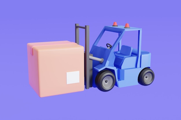 3D forklift icon illustration illustrating a forklift transporting boxes in a warehouse