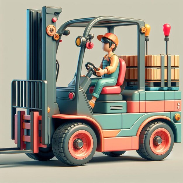 Photo 3d forklift modeling with gray background 3d rendered