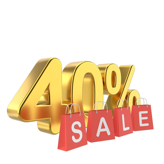 3D forty percent sale 40 sale Golden sale badge