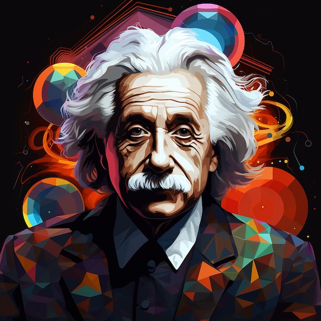 3d-foto van Beautiful Look van Albert Einstein gemaakt met Generative AI