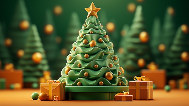 3D foto van de kerstboom