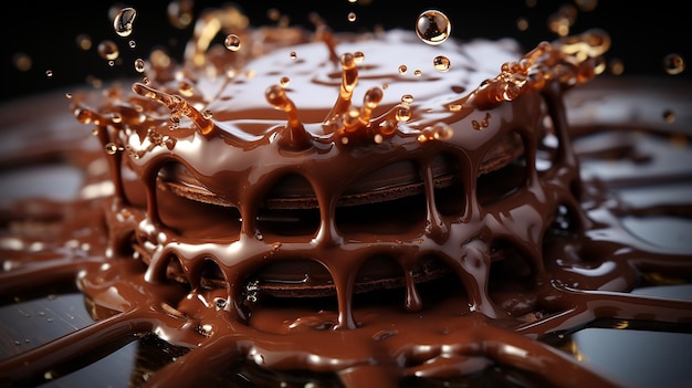 3D foto van een chocoladekoek behang
