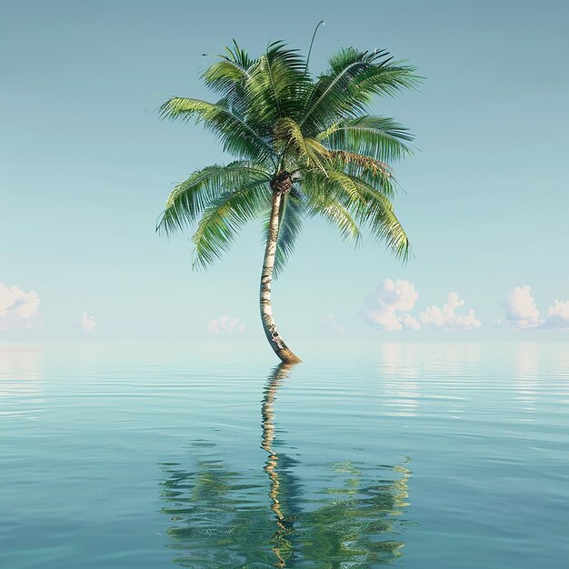 3D-foto van een prachtige palmboom in het water