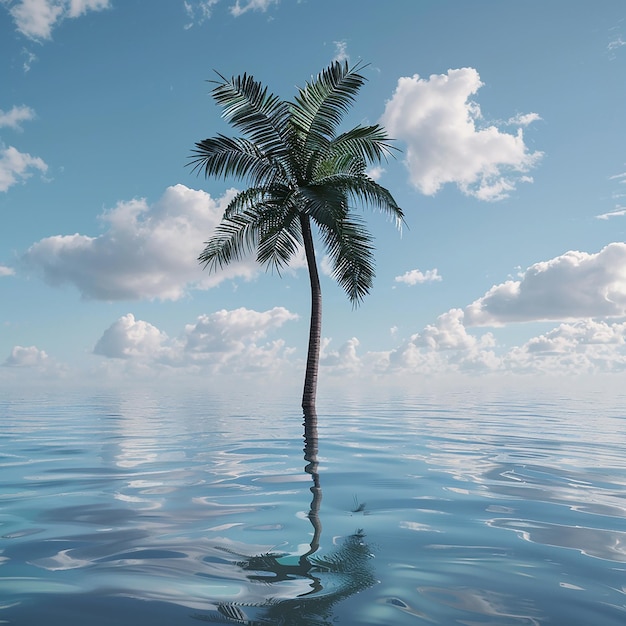 3D-foto van een prachtige palmboom in het water