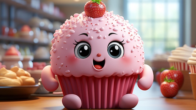 3D-foto van het ontwerp van de cupcake