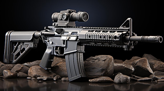 3D-foto van legerwapens en instrumenten