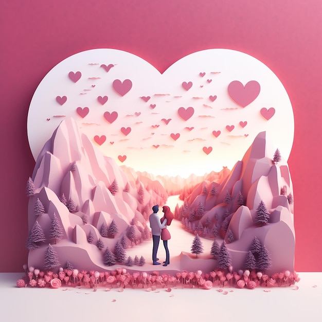 3D foto van liefde in het hart achtergrond gemaakt met generatieve AI