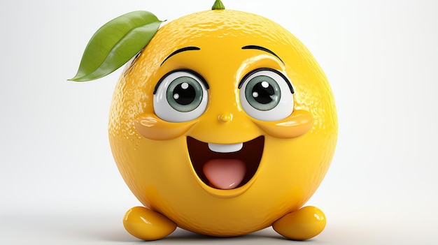 3D-foto van schattig cartoon karakter fruit ontwerp