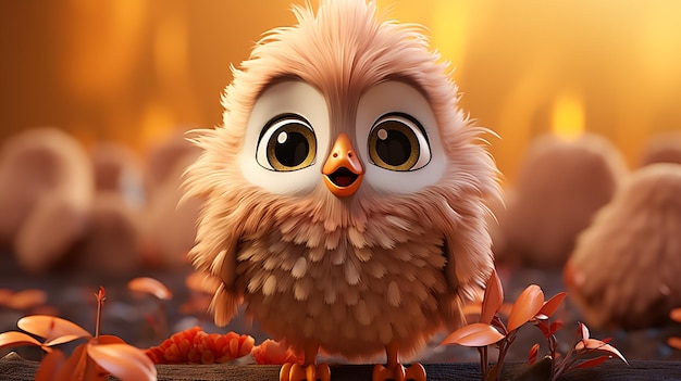 3D-foto van schattig kippenontwerp