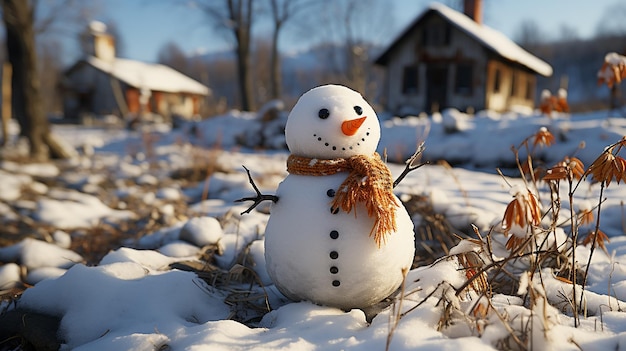 3D foto van sneeuwman behang