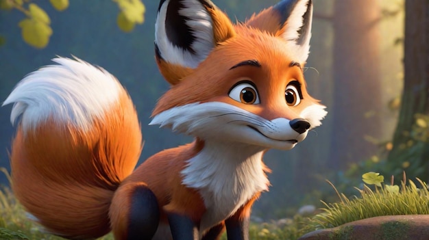 A 3d fox cartoon character