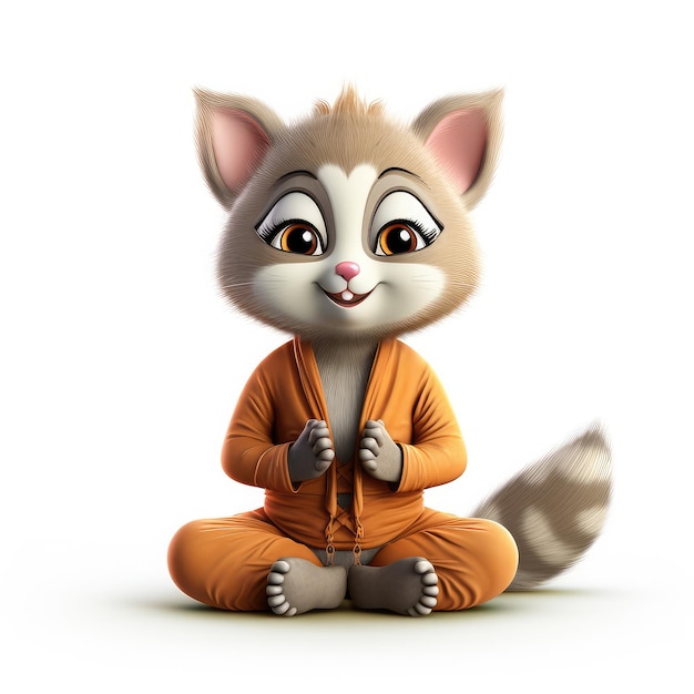 3d Fox illustration sitting in yoga pose