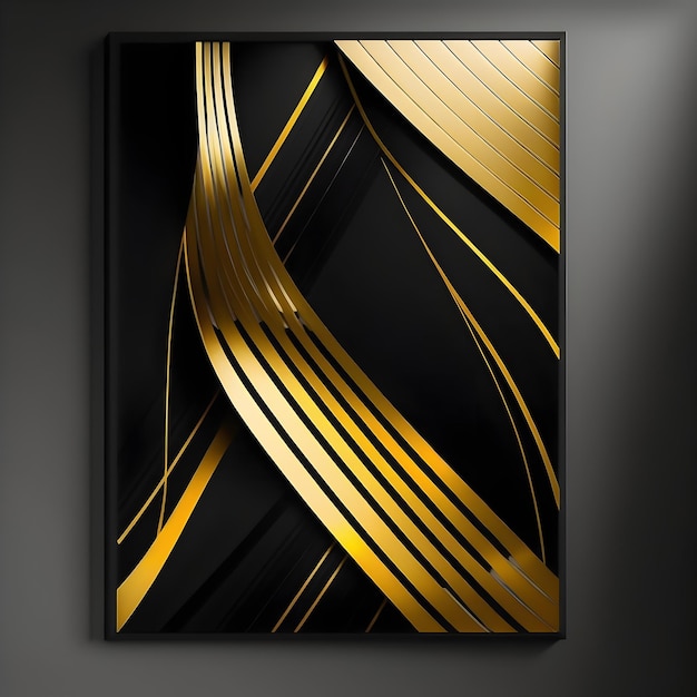 3D frame wall panel in black and gold