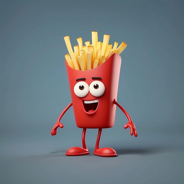 3d French fries character