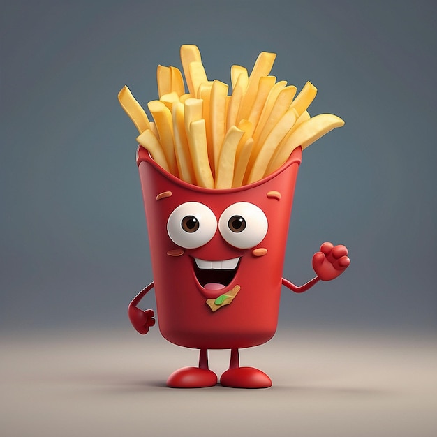 3d French fries character