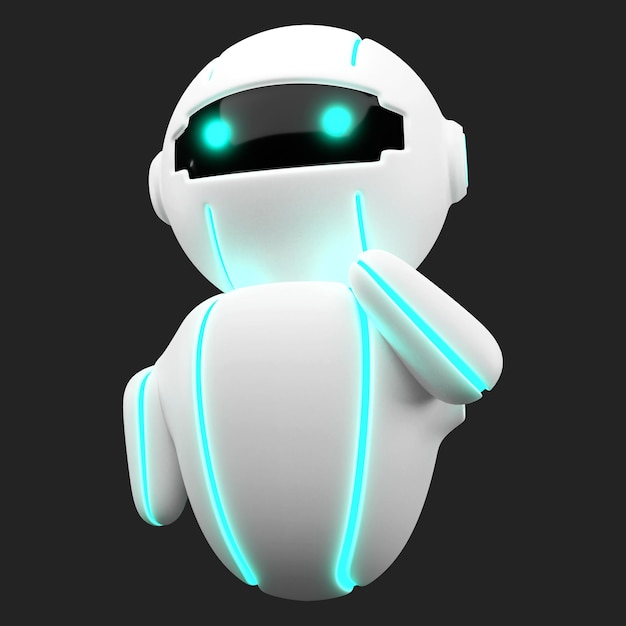 3D Friendly Cute robot virtual smart assistant bot chatbot mascot AI Artificial intelligence