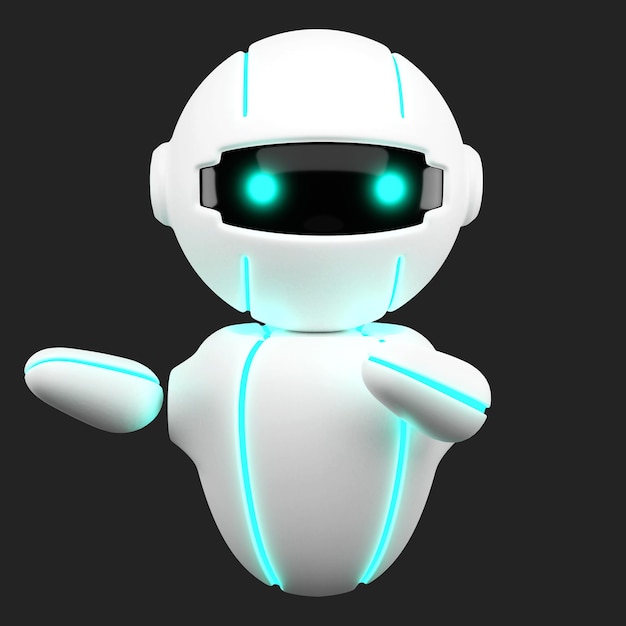 3D Friendly Cute robot virtual smart assistant bot chatbot mascot AI Artificial intelligence