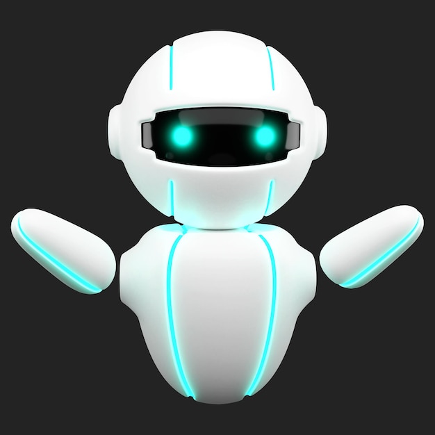 3D Дружественный милый робот, виртуальный умный помощник, чат-бот, талисман, искусственный интеллект, искусственный интеллект