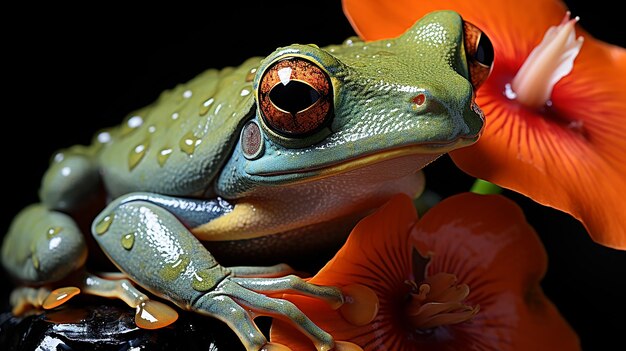 3d frog photo closeup generative ai
