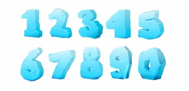 Photo 3d frozen font number collection set