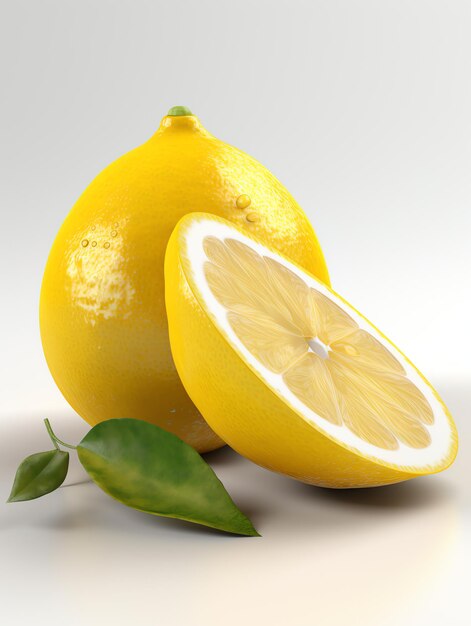 3d fruits realistic focus of lemon