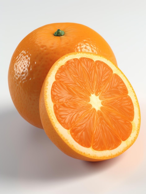 3d fruits realistic focus of orange