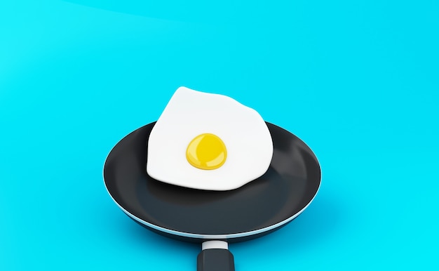 Photo 3d frying pan with egg