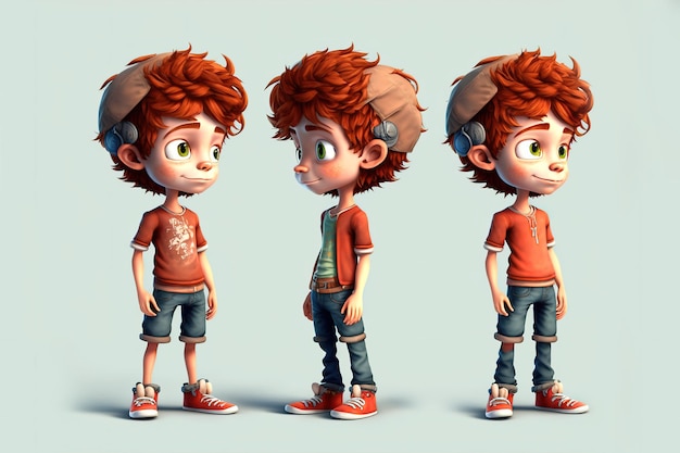 3d full body bad boy in cartoon-stijl volledig studiocentrum op kleine witte achtergrond